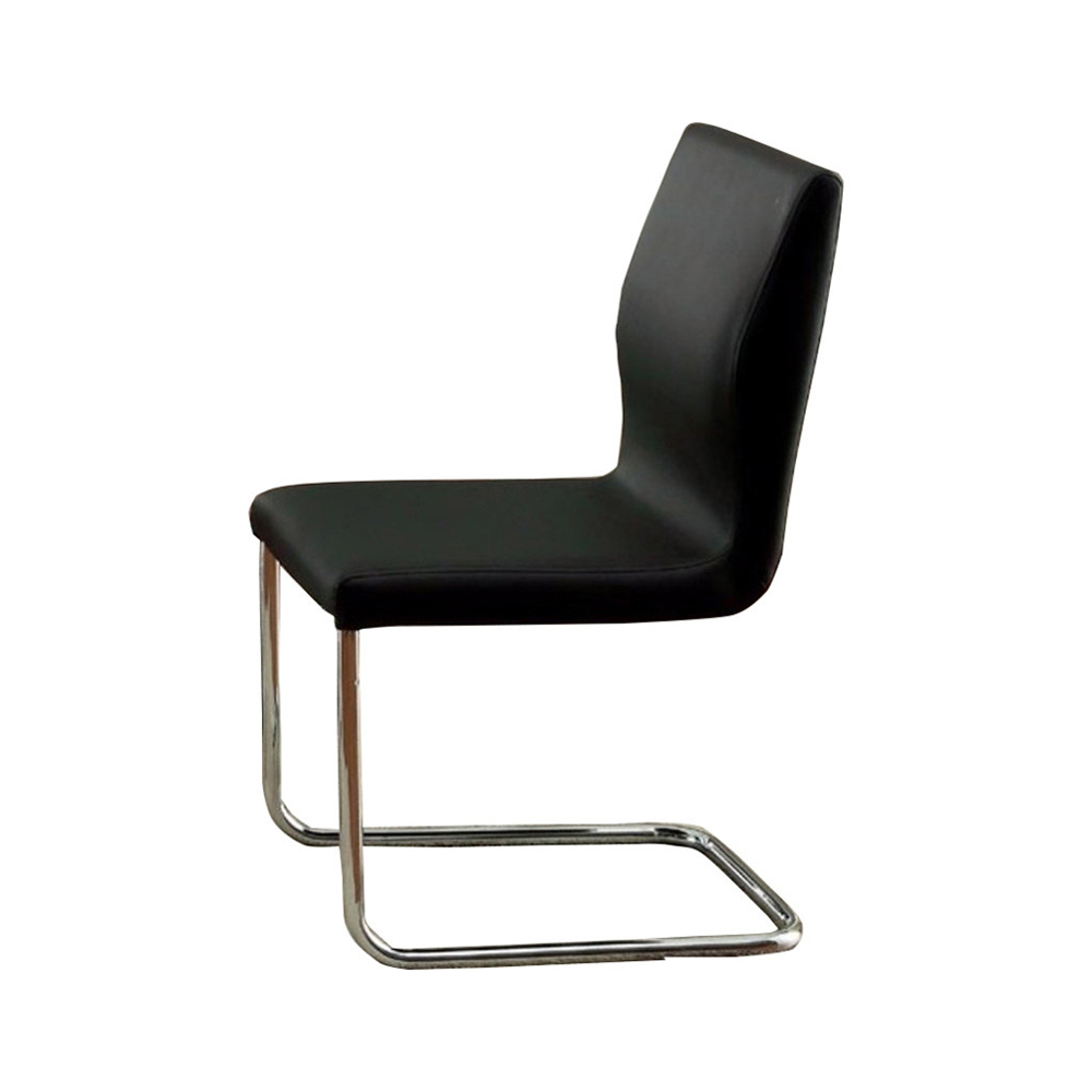 Lodia I Contemporary Side Chair With Black Pu, Set Of 2- Saltoro Sherpi