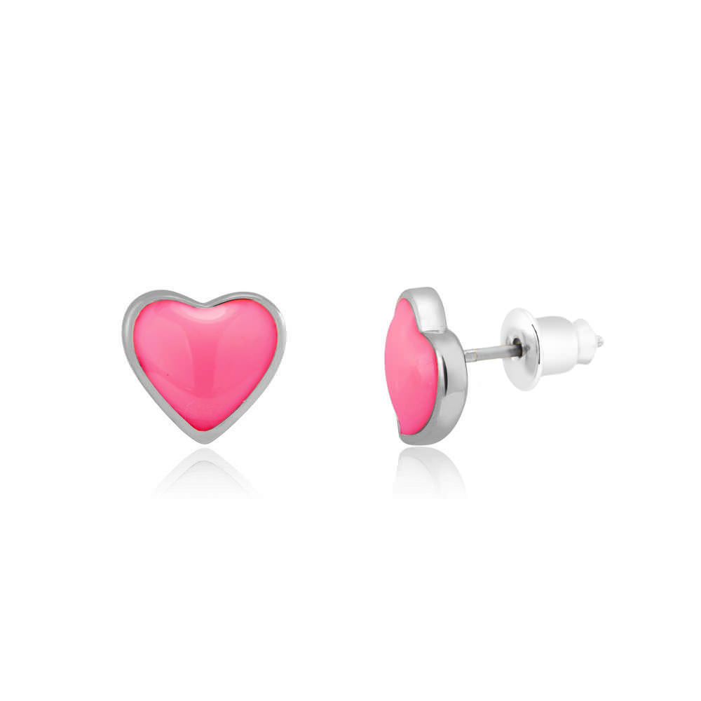 18-Karat Gold Plated Heart Earrings - Pink