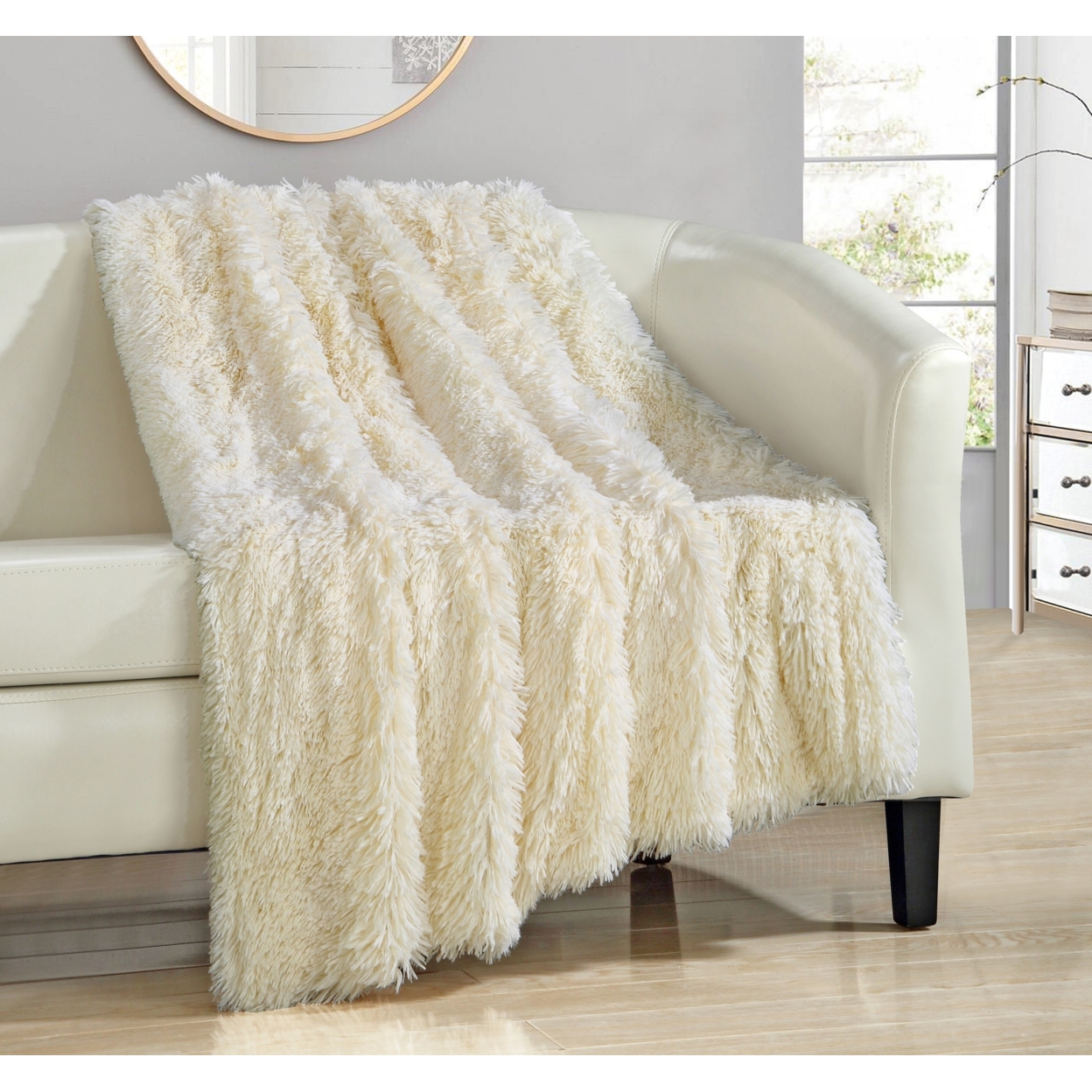Alaska Shaggy Supersoft Faux Fur Throw Blanket - White