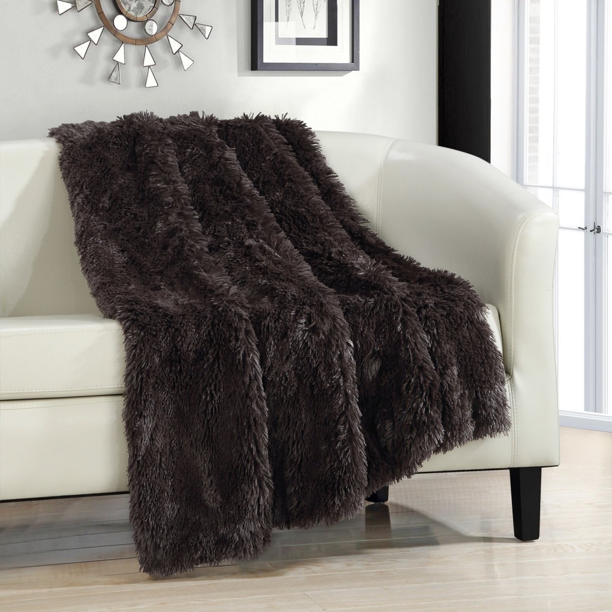 Alaska Shaggy Supersoft Faux Fur Throw Blanket - Brown