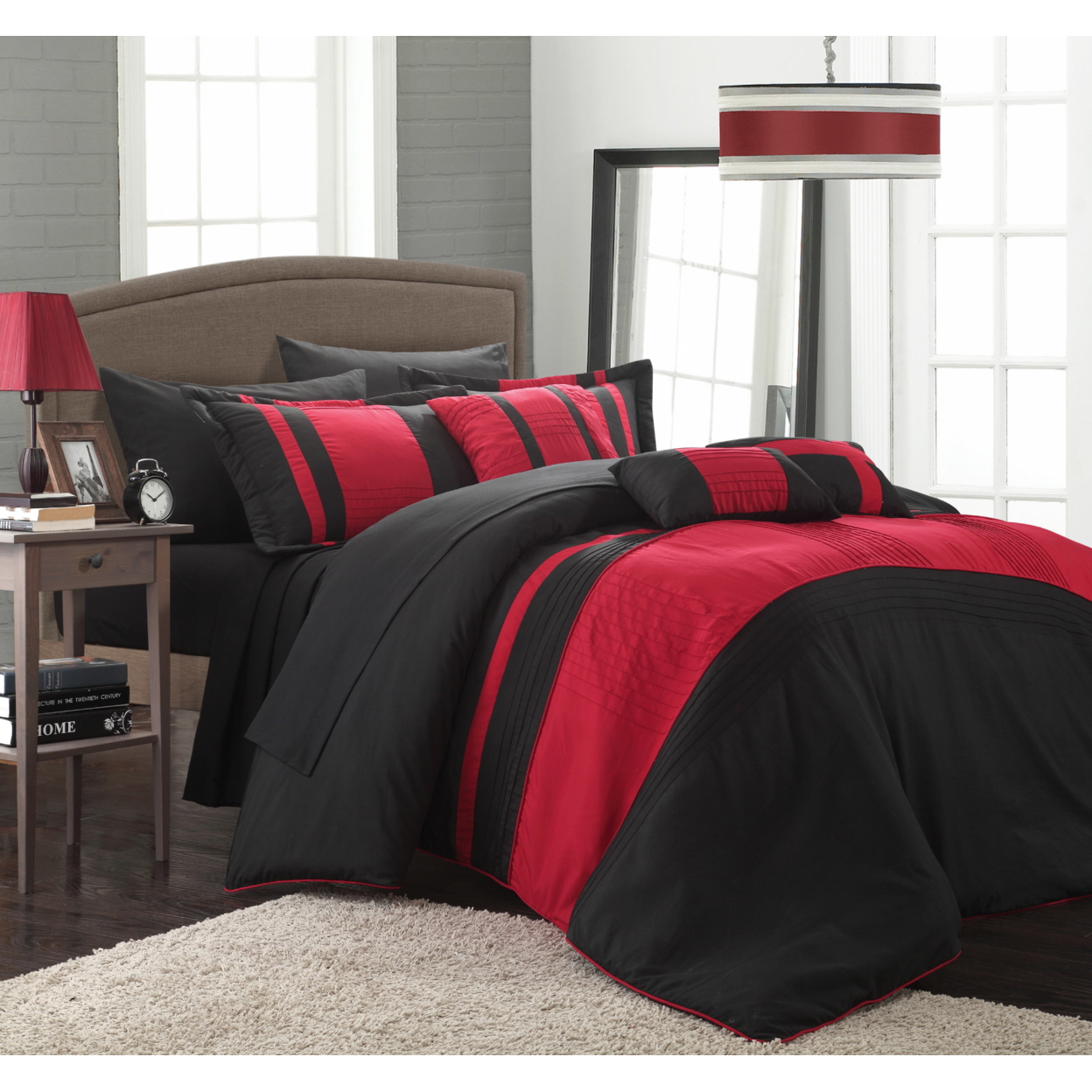 Chic Home Sheila 10-piece Bed-in-a-Bag Comforter Set - Red, King