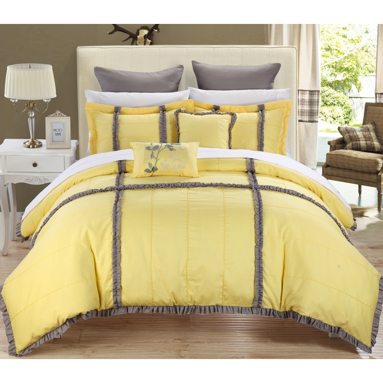 Chic Home Levi 7-piece Bedding Comforter Set - Peach, Queen