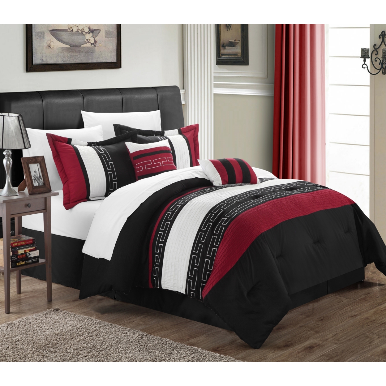 Chic Home Coralie 6-piece Comforter Set Hotel Collection - Black, King