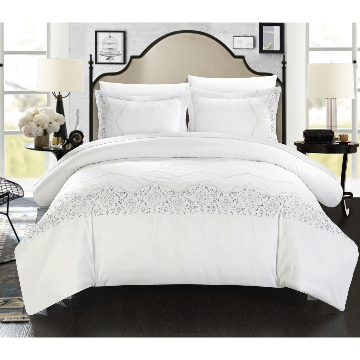Chic Home 3 Piece Saunder Embroidered Bridal Collection Duvet Set - King
