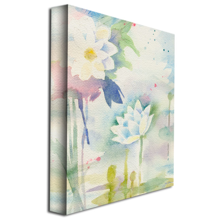 Sheila Golden 'White Lotus' Canvas Wall Art 35 X 47 Inches