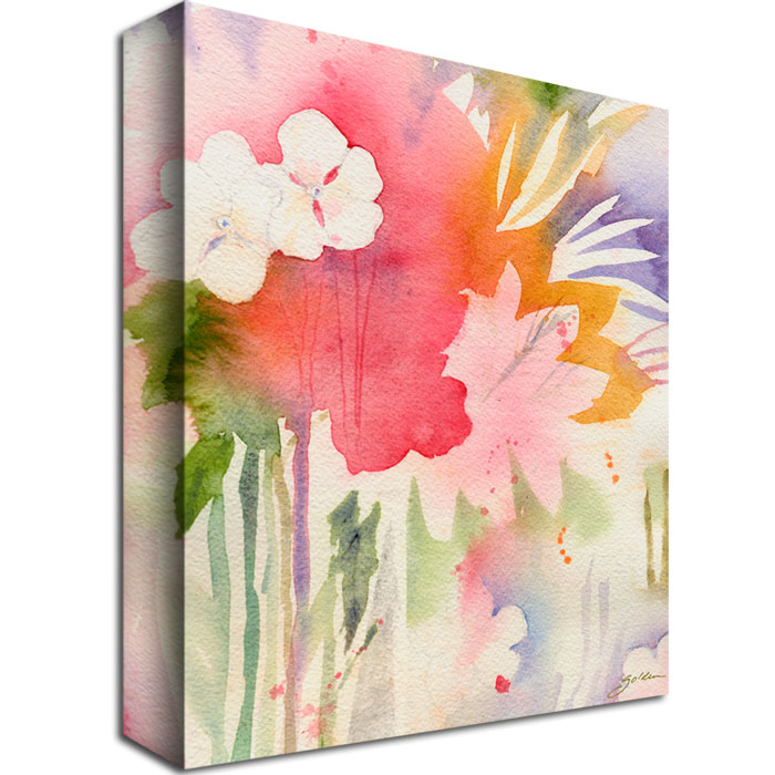 Sheila Golden 'Pink Floral Shadows' Canvas Wall Art 35 X 47 Inches