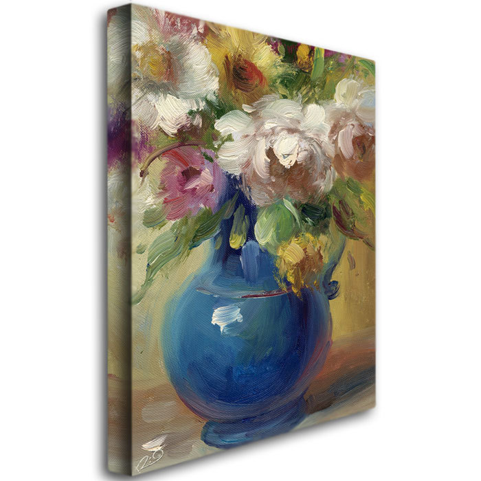 Rio 'Flowers In A Blue Vase' Canvas Wall Art 35 X 47 Inches