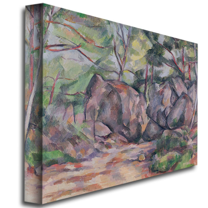 Paul Cezanne 'Woodland With Boulders, 1893' Canvas Wall Art 35 X 47 Inches