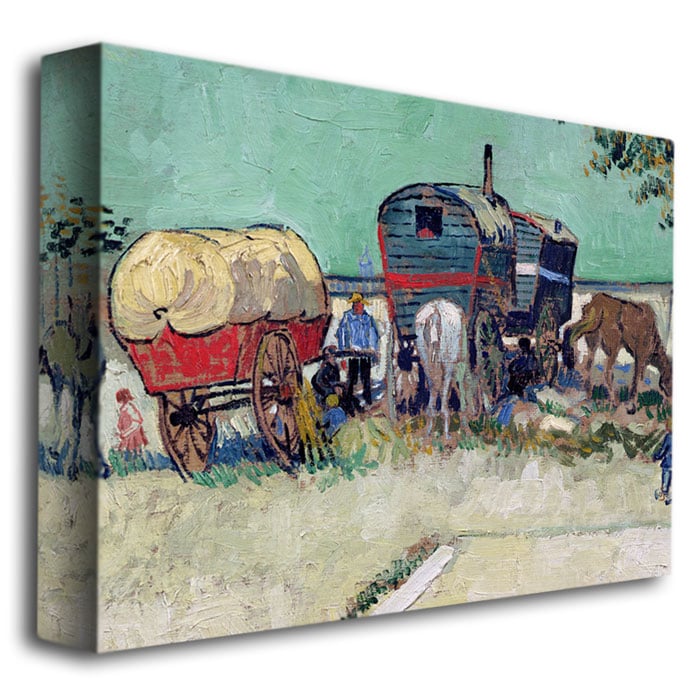 Vincent Van Gogh 'Gypsy Encampment, Arles, 1888' Canvas Wall Art 35 X 47 Inches
