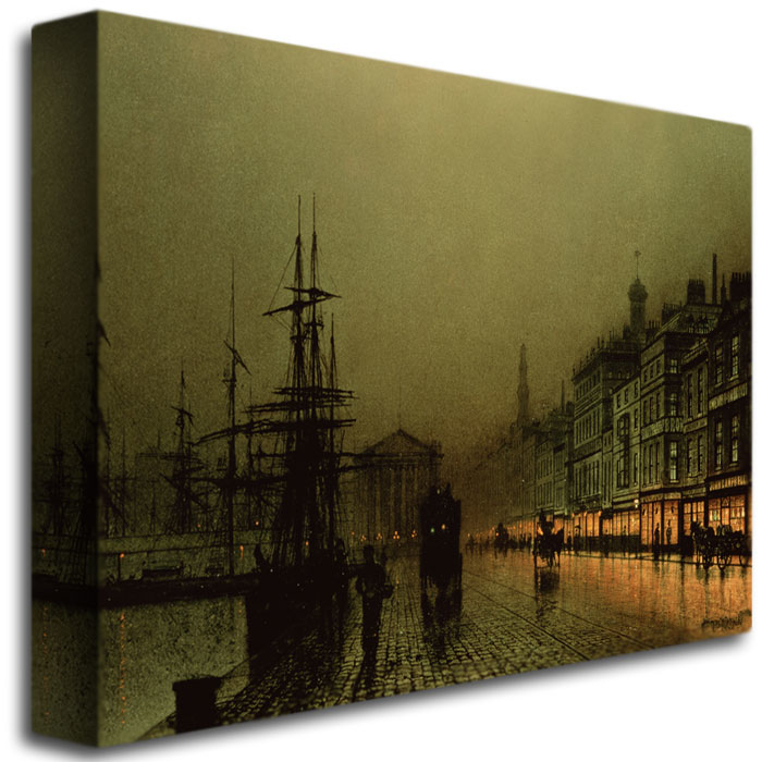 John Grimshaw 'Greenock Dock By Moonlight' Canvas Art 18 X 24