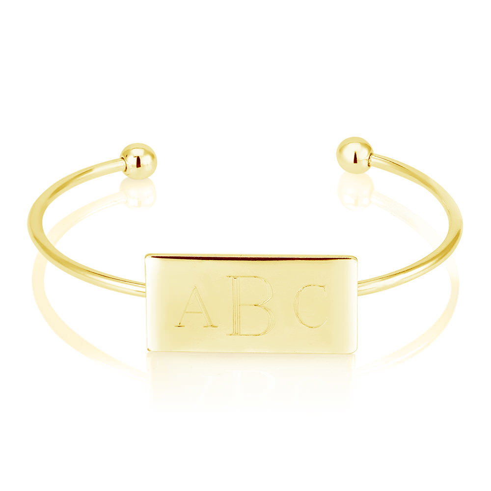 Personliazed Square Cuff Bangle-Free Engraving - Yellow