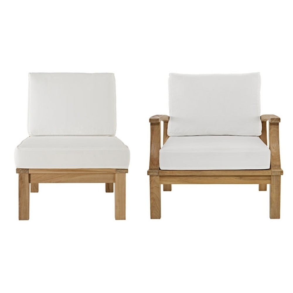 Marina 2 Piece Outdoor Patio Teak Sofa Set, Natural White Size : 31.5Lx32.5Wx31.5H