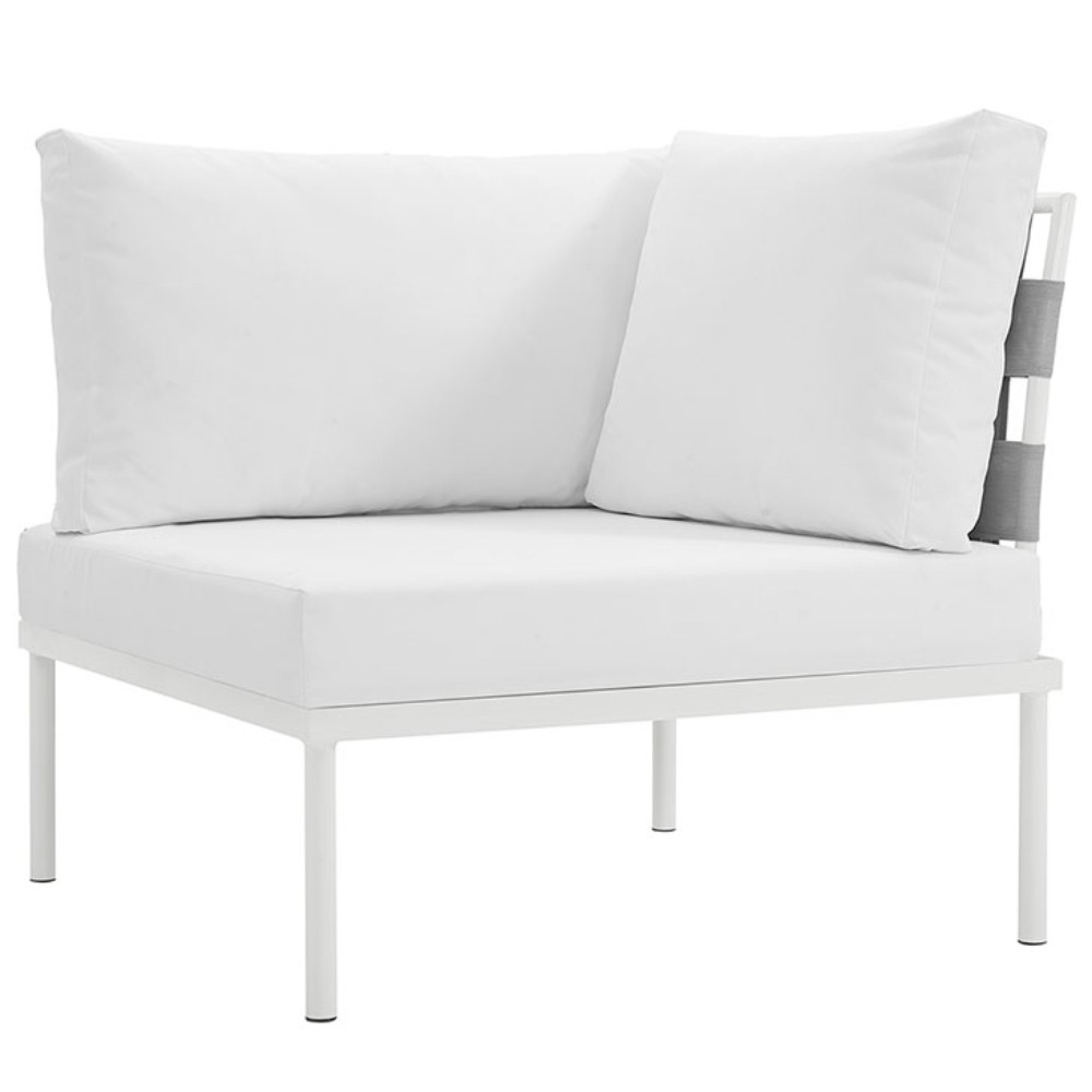 Harmony Outdoor Patio Aluminum Corner Sofa, White White