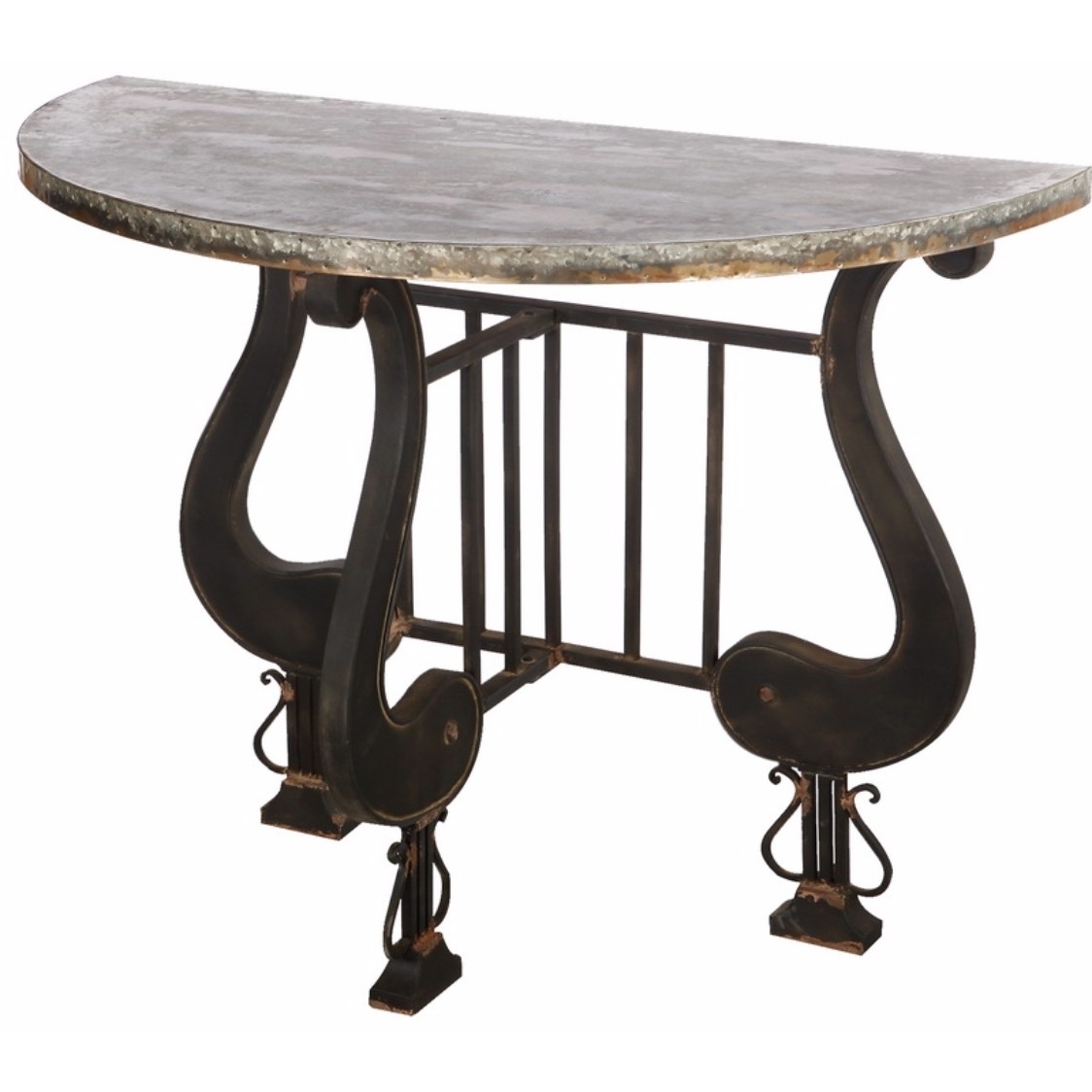 Antique Upgraded Demilune Console Table- Saltoro Sherpi