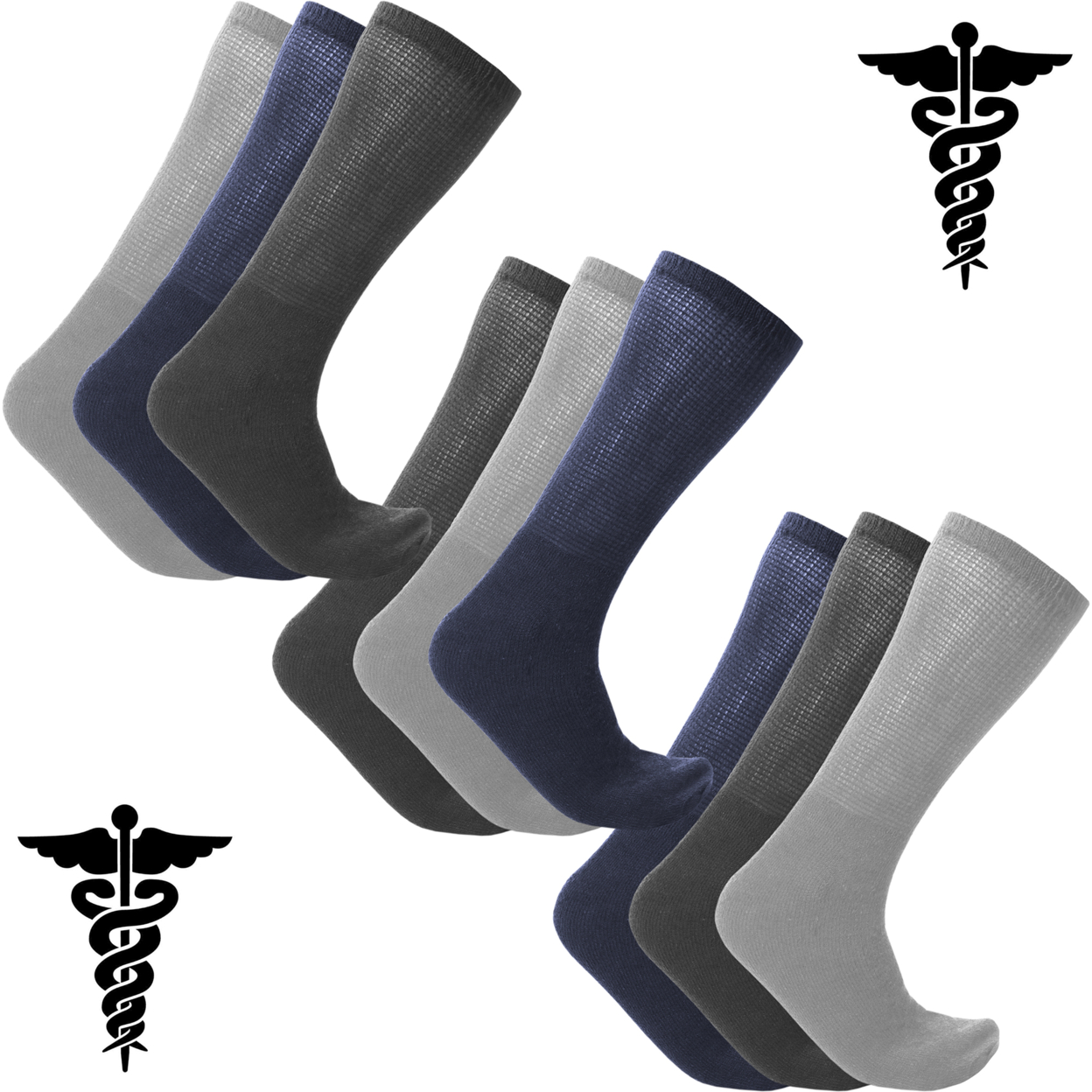 6-Pairs: Physician Approved Therapeutic Diabetic Socks - Assorted, Men's