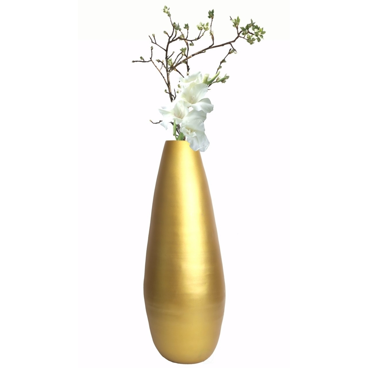 31.5 Spun Bamboo Modern Metallic Tall Floor Vase - Gold