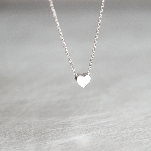 Tiny Heart Necklace - White