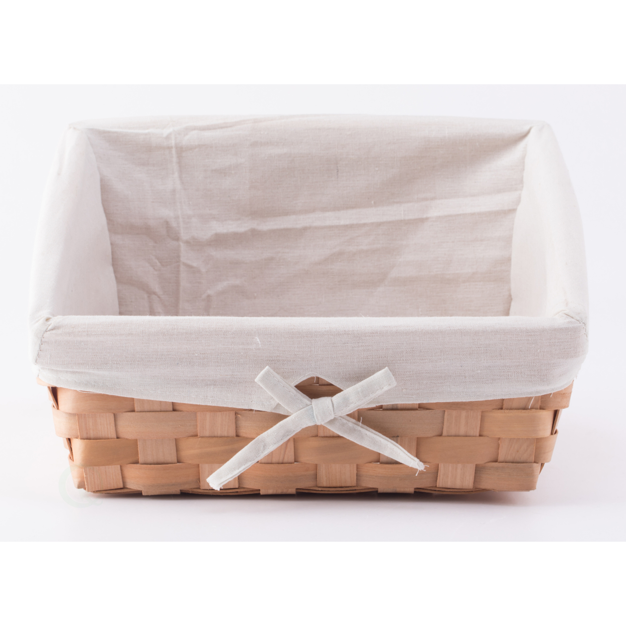Wooden Angled Display Basket With Fabric Liner For Storage And Display