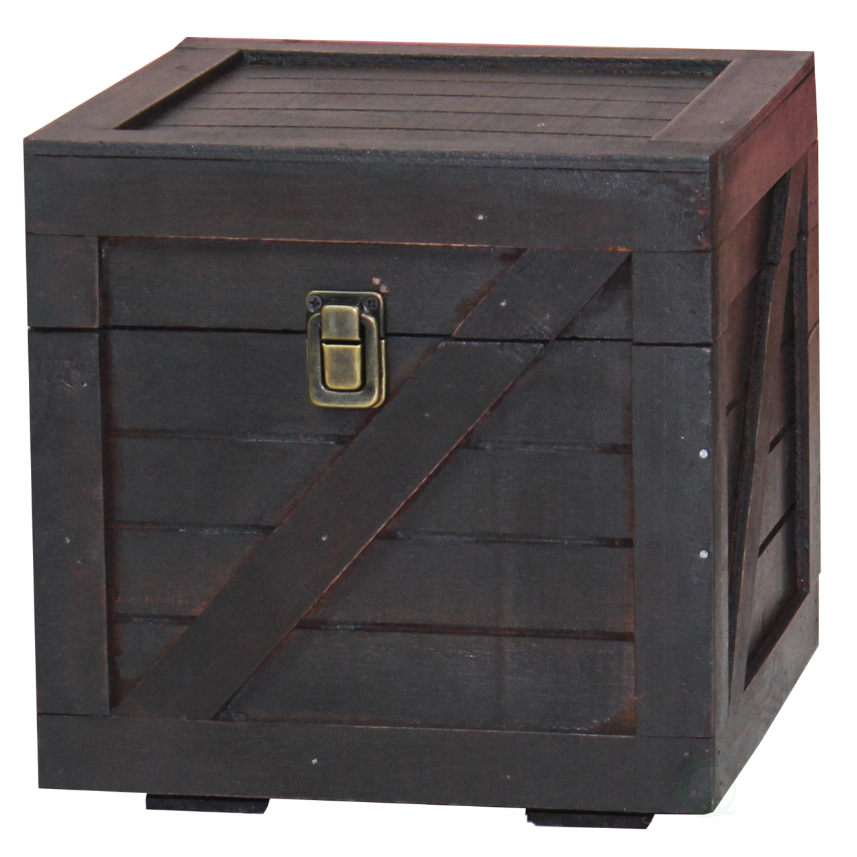 Stackable Wooden Cargo Crate Style Storage Chest - Black