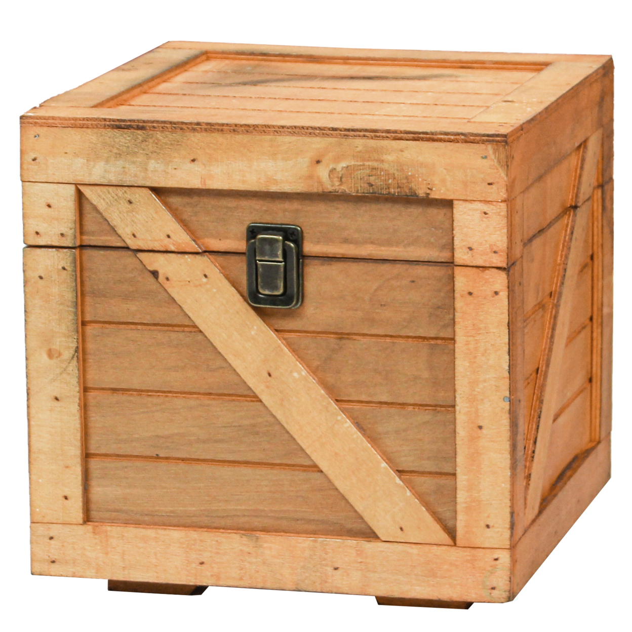 Stackable Wooden Cargo Crate Style Storage Chest - Light Brown