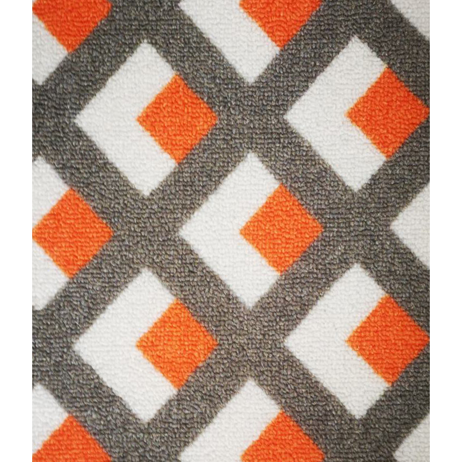 Deerlux Modern Living Room Area Rug With Nonslip Backing, Geometric Gray And Orange Trellis Pattern - 4 X 6