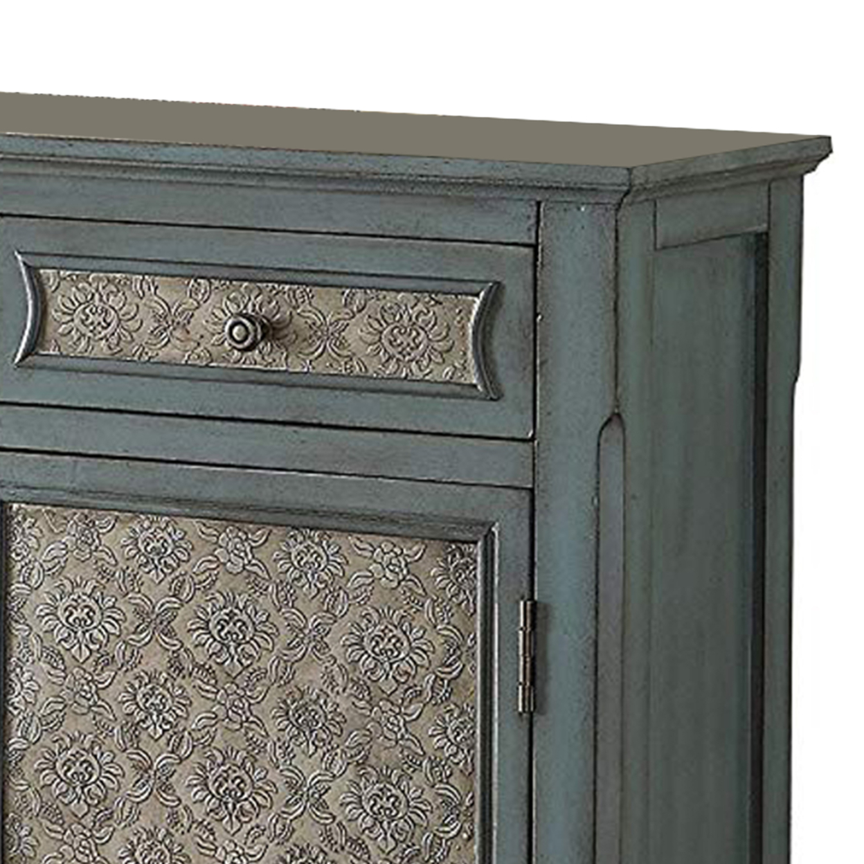 Storage Cabinet With 2 Doors And 2 Drawers, Antique Blue- Saltoro Sherpi