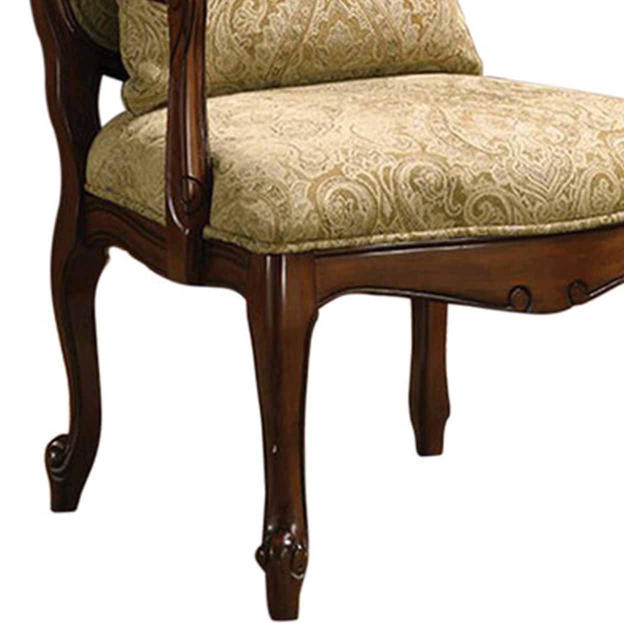 Textured Fabric Accent Chair With Padded Armrests, Brown And Beige- Saltoro Sherpi