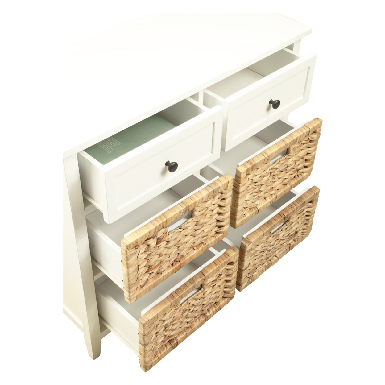 Flavius Console Table With 6 Drawers, White- Saltoro Sherpi
