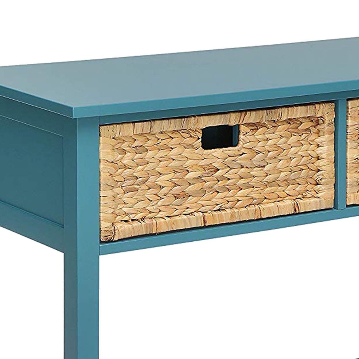 Flavius Console Table With 2 Drawers, Blue- Saltoro Sherpi