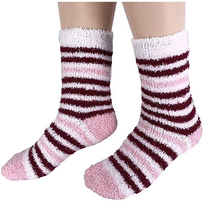8-Pairs: Ultra Soft Super Plushy Women's Cozy Fuzzy Socks - Stripes