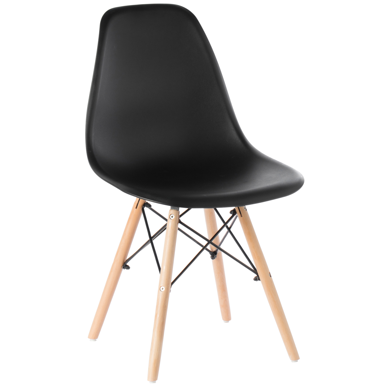 Mid-Century Modern Style Plastic DSW Shell Dining Chair With Solid Beech Wooden Dowel Eiffel Legs - Gray