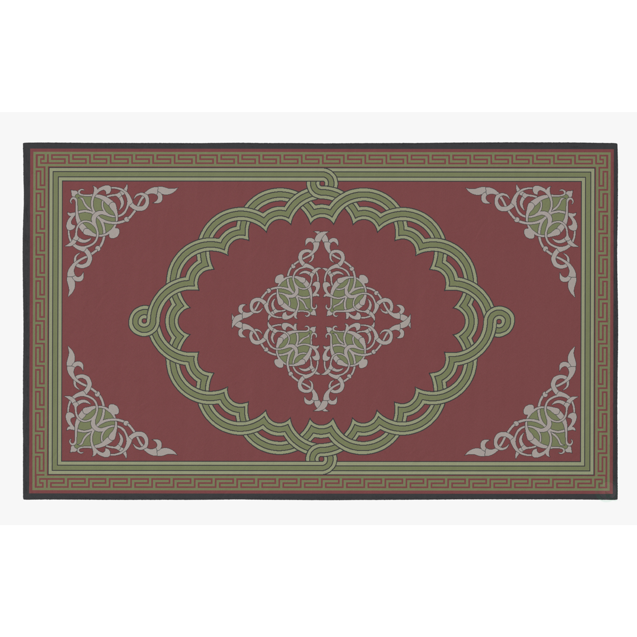 Deerlux Transitional Living Room Area Rug With Nonslip Backing, Red Medallion Pattern - 8 X 10