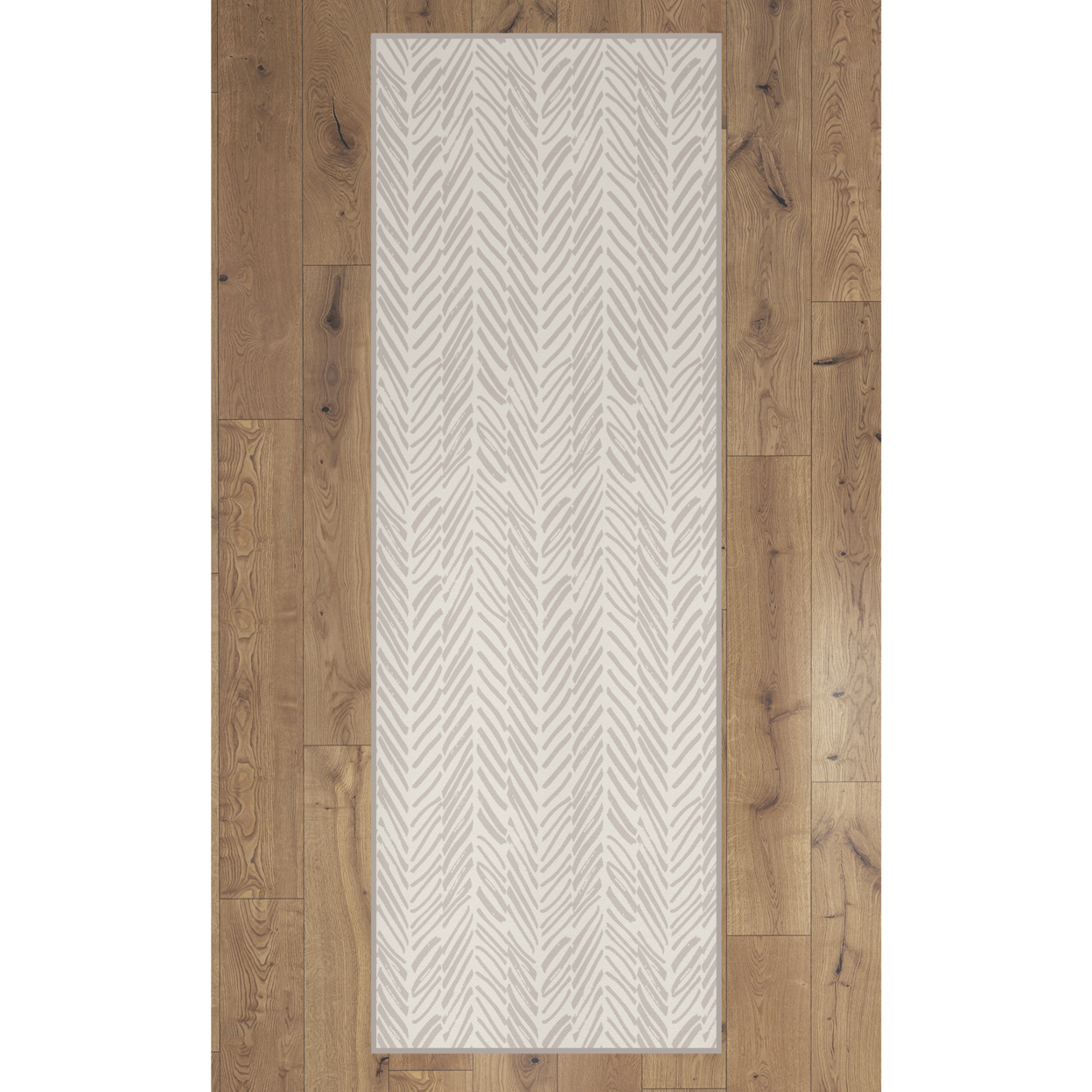 Deerlux Modern Living Room Area Rug With Nonslip Backing, Abstract Beige Chevron Strokes Pattern - 2.5 X 6.5