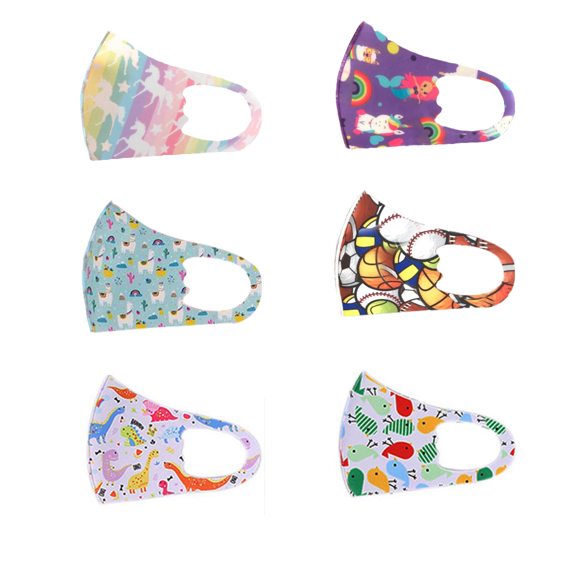 5-Pack Mystery Deal: Kids Reusable Washable Cute Cartoon Breathable Seamless FaceMasks