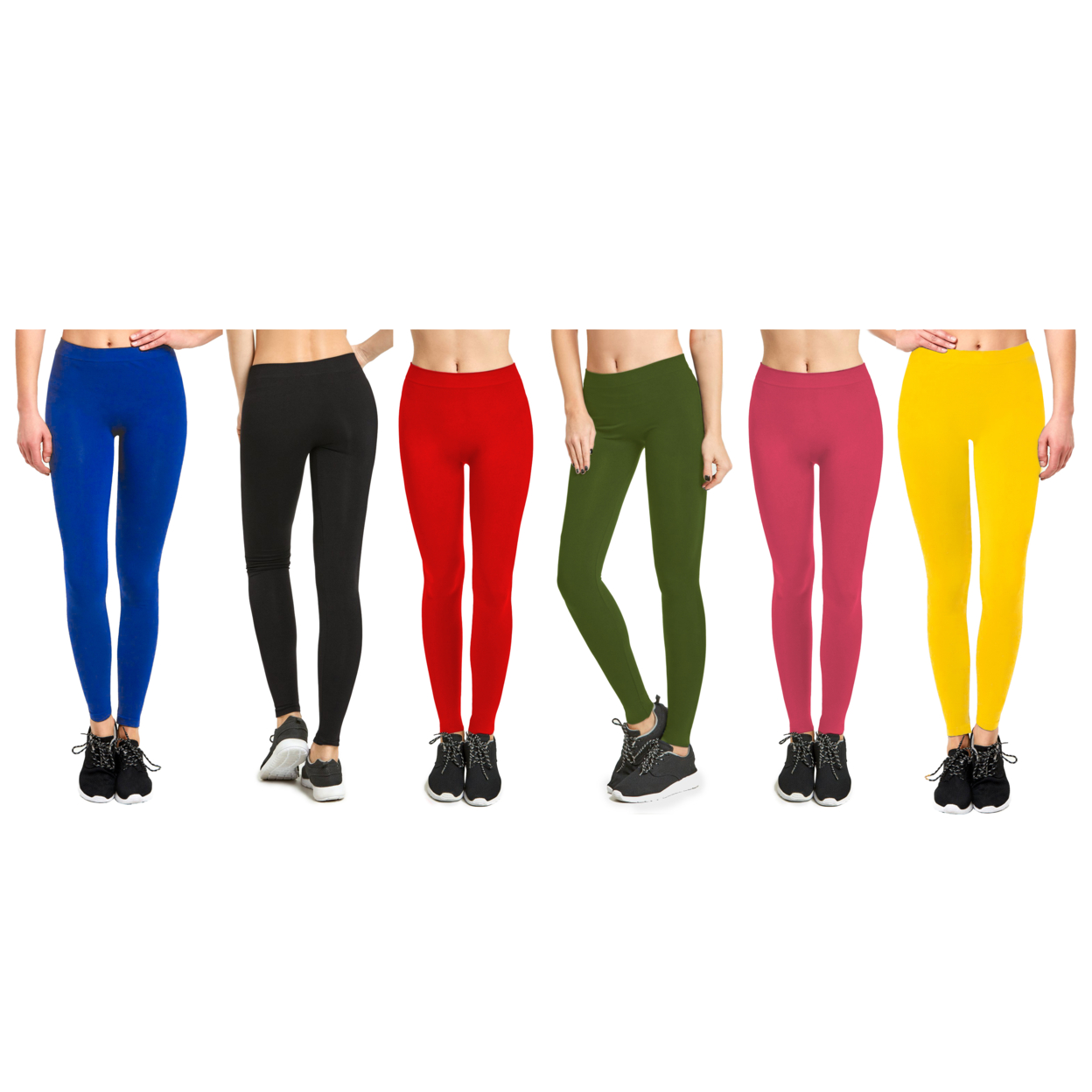 4-Pack: Women's Slim Fit Comfy Stretchy Elastic Waistband Leggings - Large, Animal
