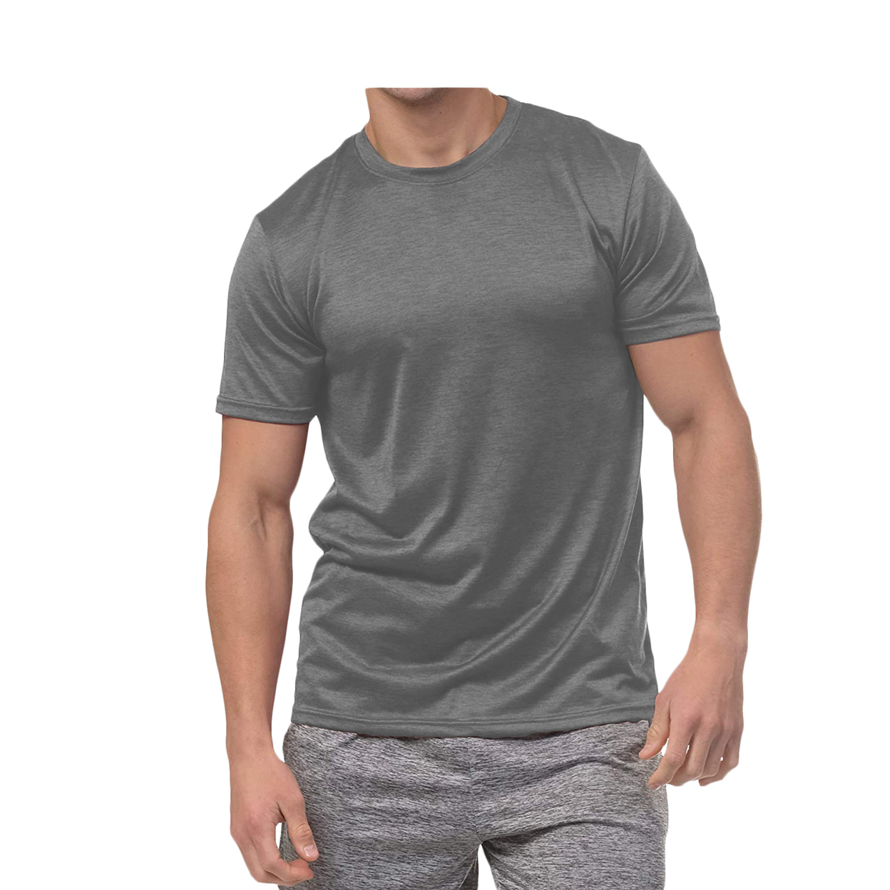 5-Pack: Men's Active Moisture Wicking Dry Fit Crew Neck Shirts - Medium