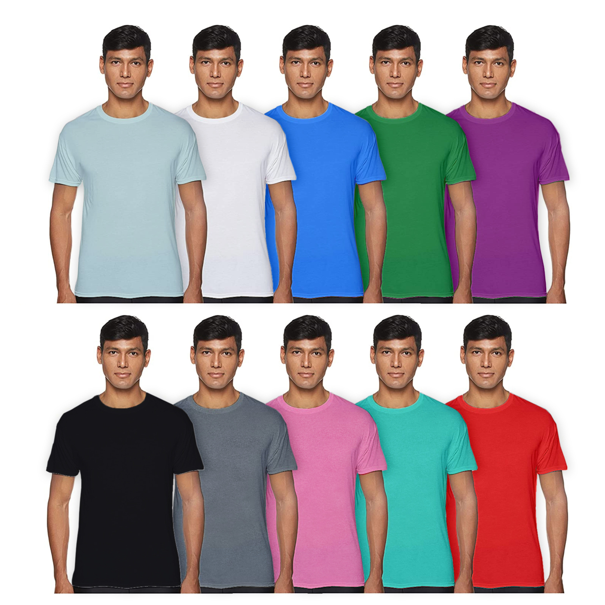 3-Pack: Men's Laviva Active Moisture Wicking Dry Fit Crew Neck Shirts - Assorted Colors, Small