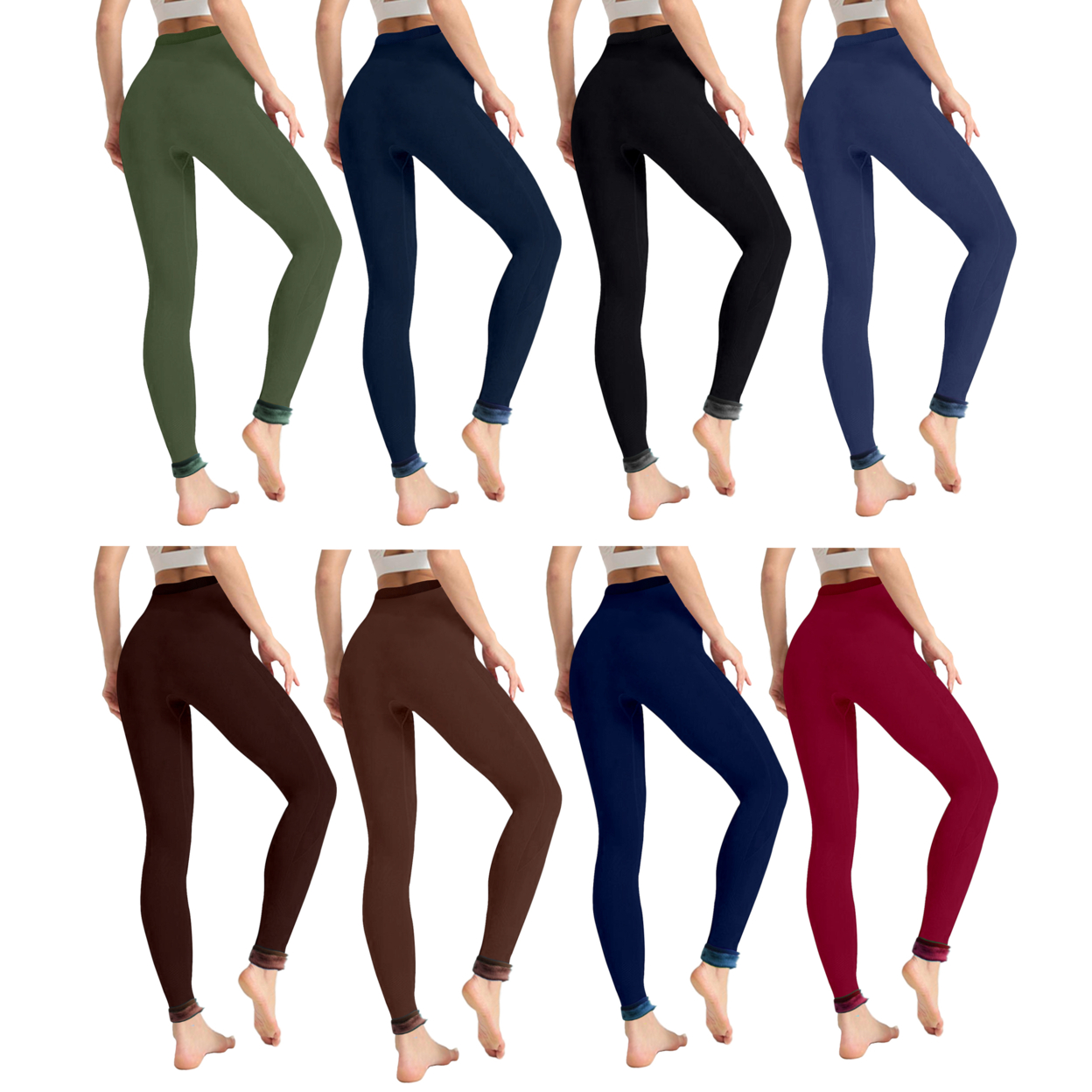 4-Pack: Women's Winter Warm Thick Fur Lined Thermal Leggings (S-2XL) - Assorted, Large/X-Large