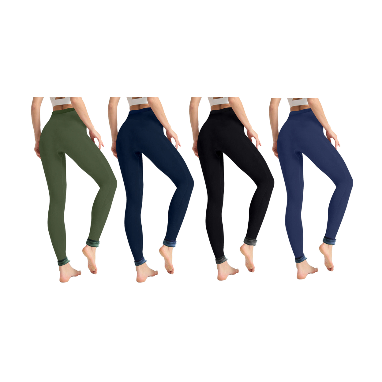 4-Pack: Women's Winter Warm Thick Fur Lined Thermal Leggings (S-2XL) - Assorted, Medium/Large