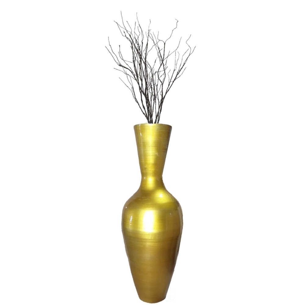 Uniquewise Tall Floor Vase, 37 Inch Bamboo Vase, Modern Vase For Dining, Living Room, Entryway, Large Flower Holder, Classic Floor Vase - Go