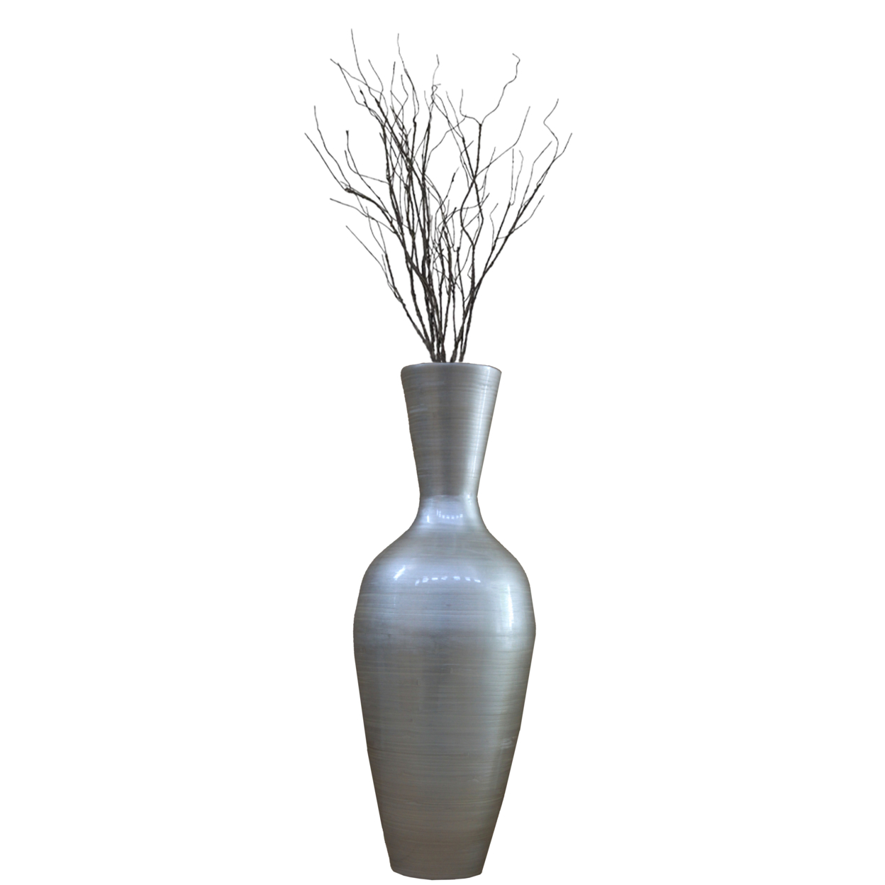 Uniquewise Tall Floor Vase, 37 Inch Bamboo Vase, Modern Vase For Dining, Living Room, Entryway, Large Flower Holder, Classic Floor Vase - Si
