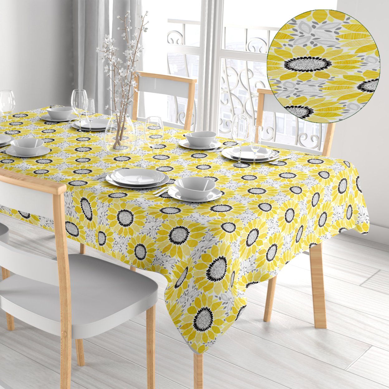 2-Pack Waterproof Printed Flannel Back Vinyl Tablecloth - Assorted, 52 X 70