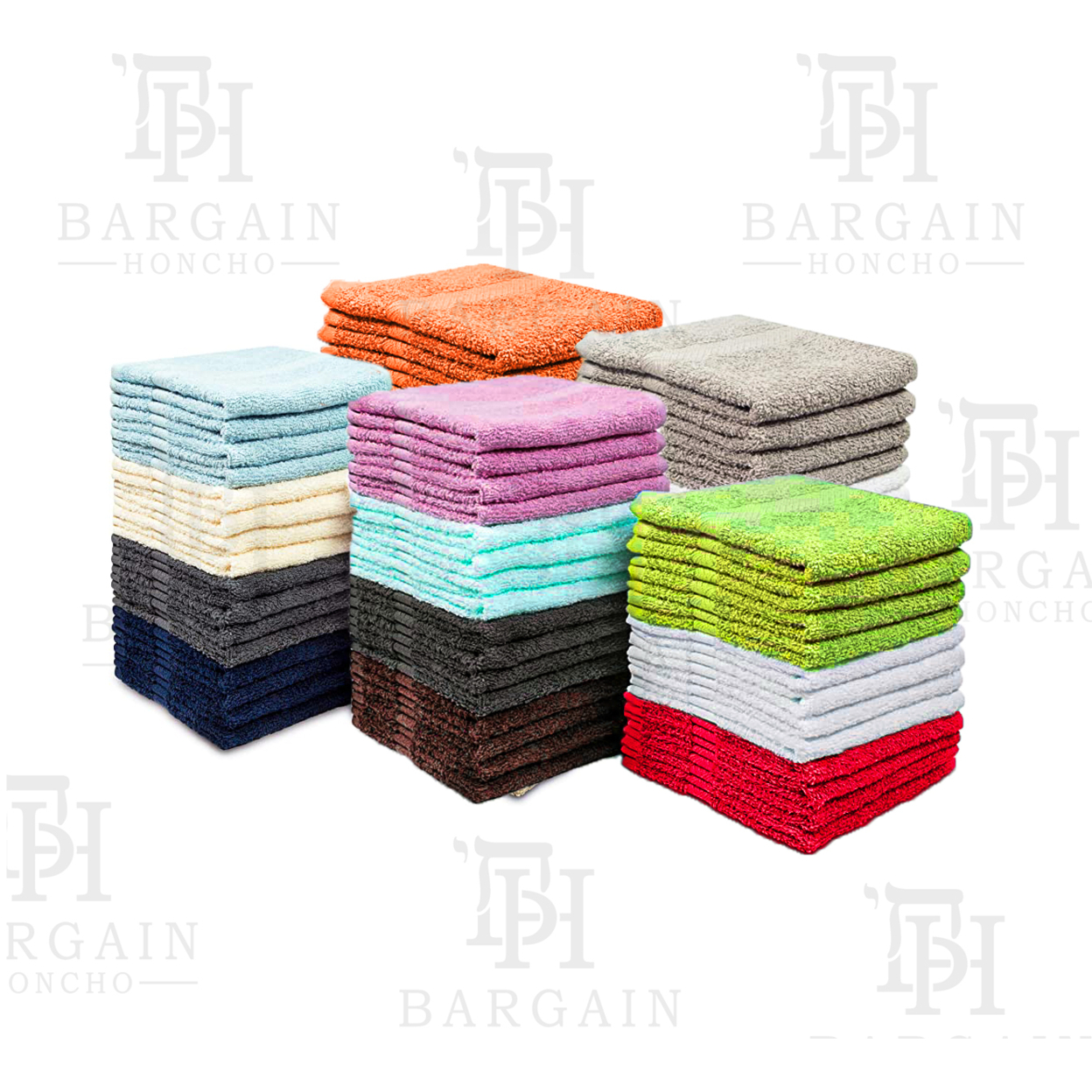 Multi-Pack: 100% Cotton Absorbent Kitchen Washcloth Towel Set 11x11 Dish Cloths - 12-Pack