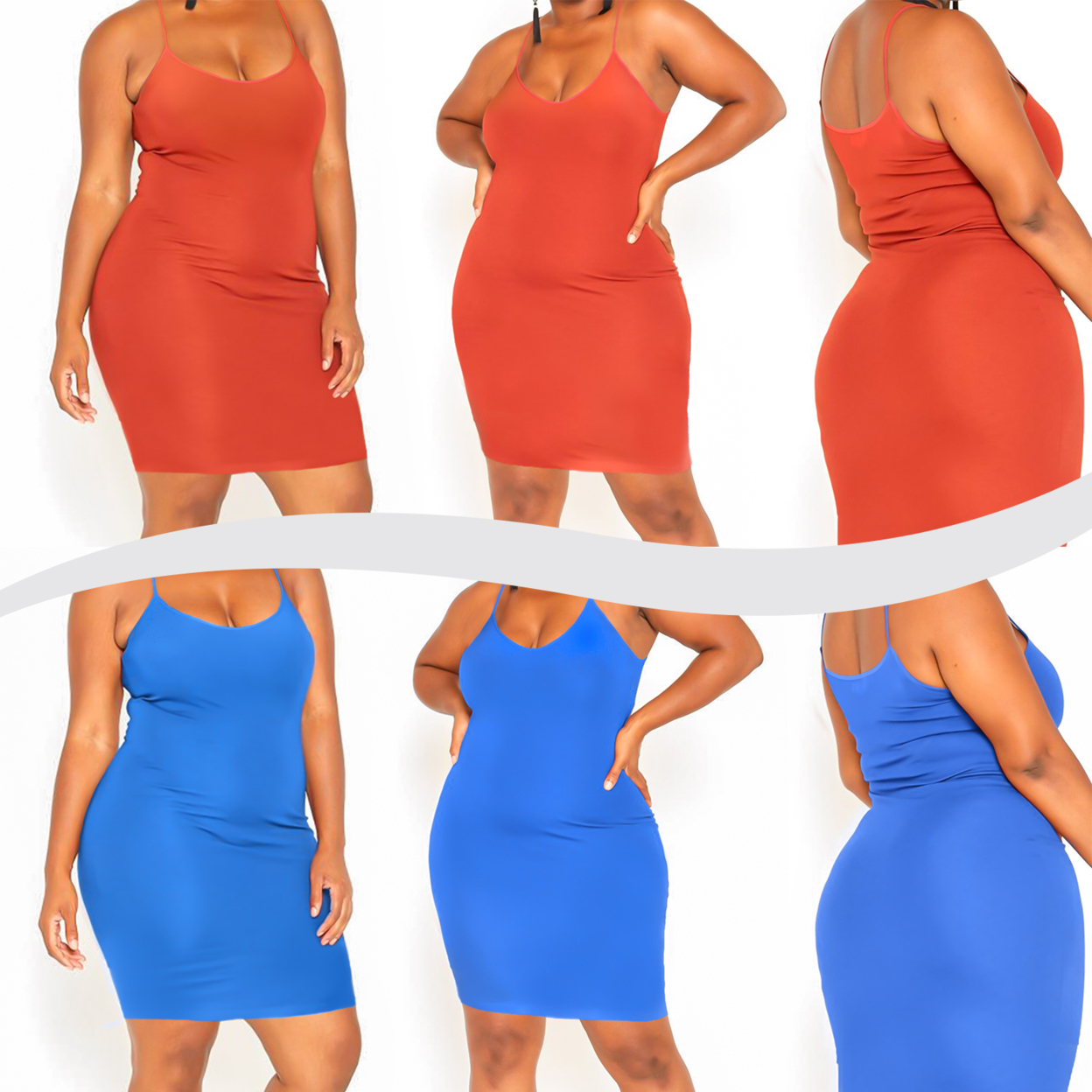 2-Pack Mystery Deal: Ladies Seamless Long Poly Camisole Dress (Plus Size Available) - Regular Size (S-L)