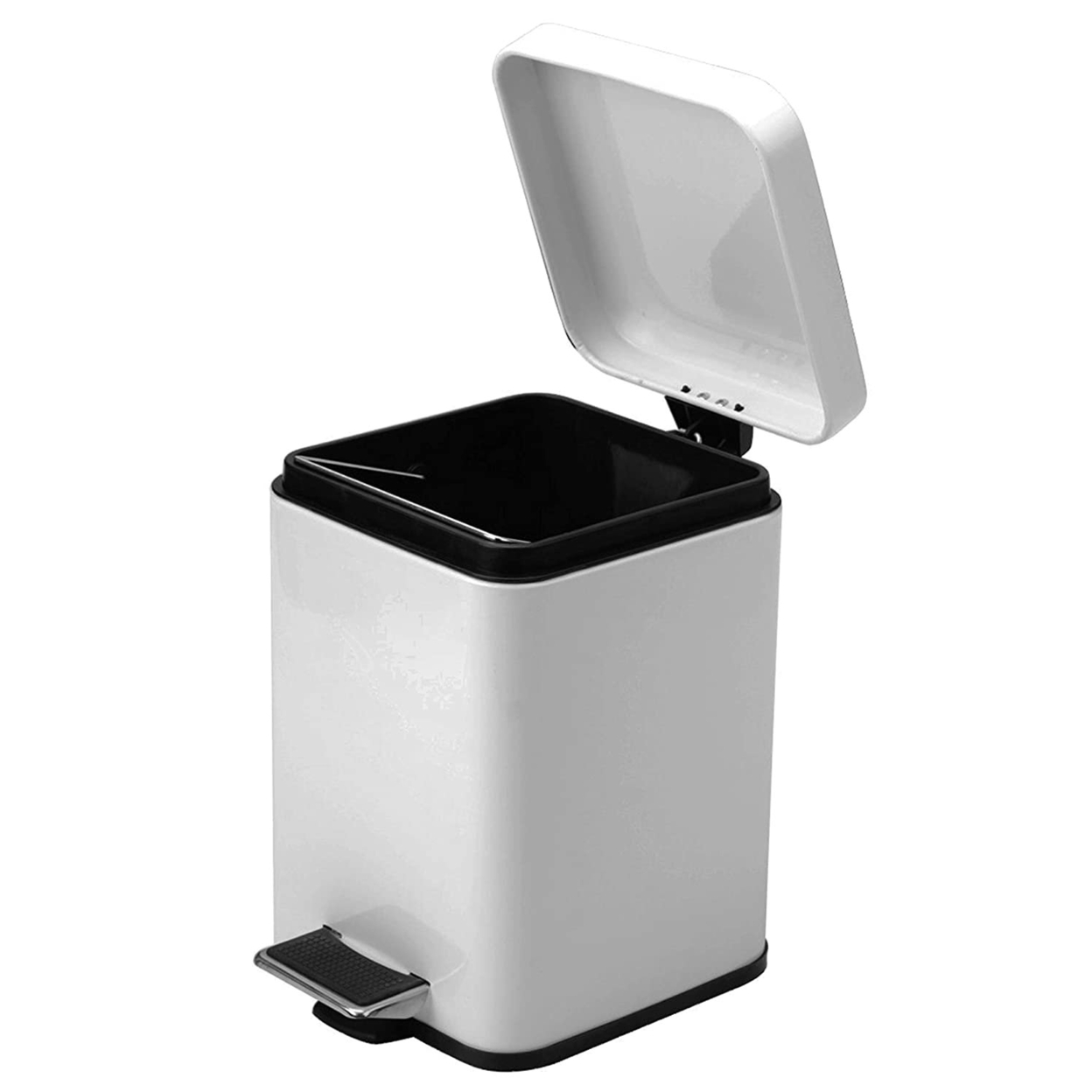 Trash Can with Plastic Liner McKesson 32 Quart Square White Steel Step On