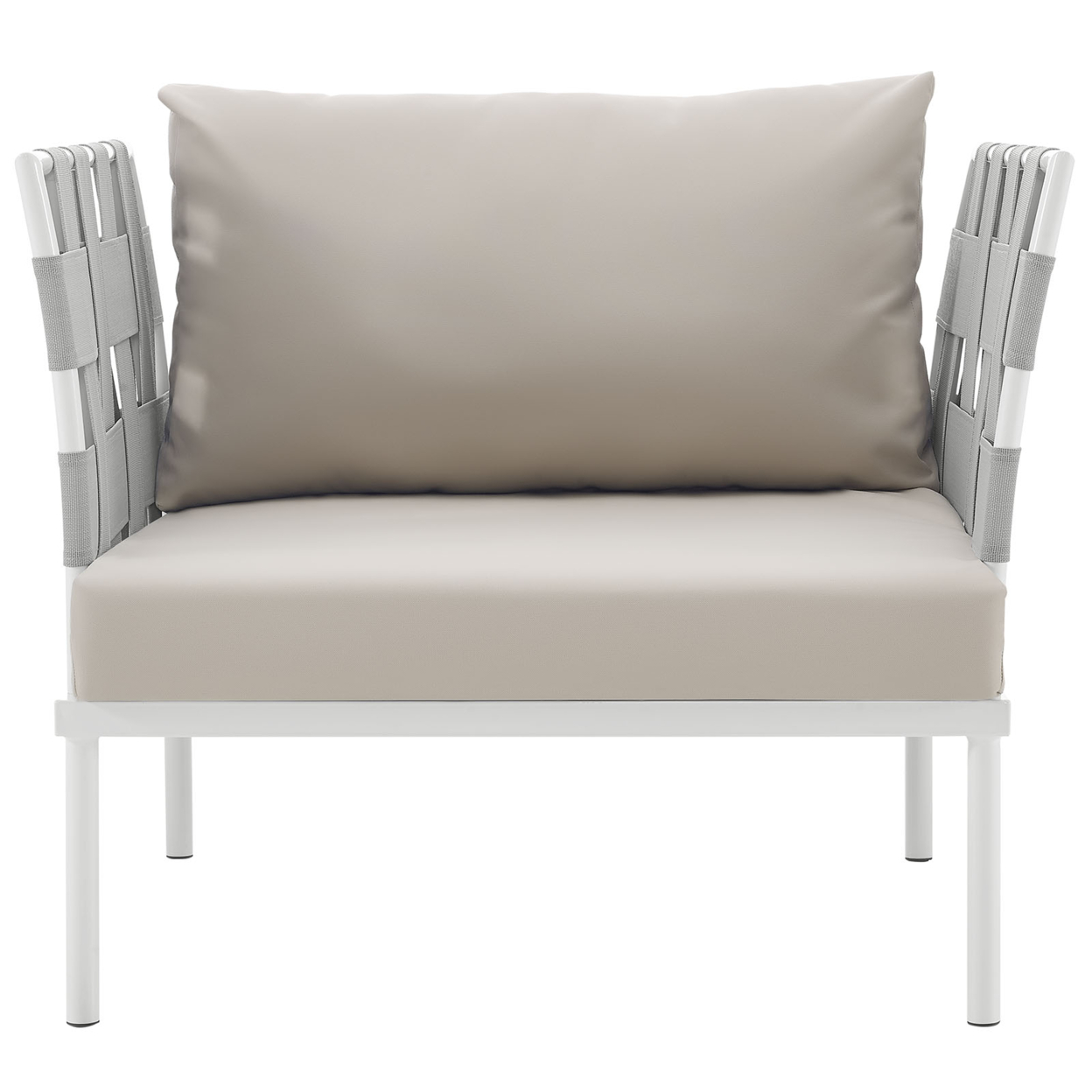 Harmony Outdoor Patio Aluminum Armchair, White Beige