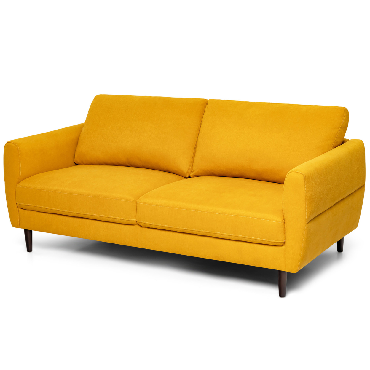 72'' Fabric Sofa Couch Living Room Small Apartment Furniture W/ Wood Legs Yellow