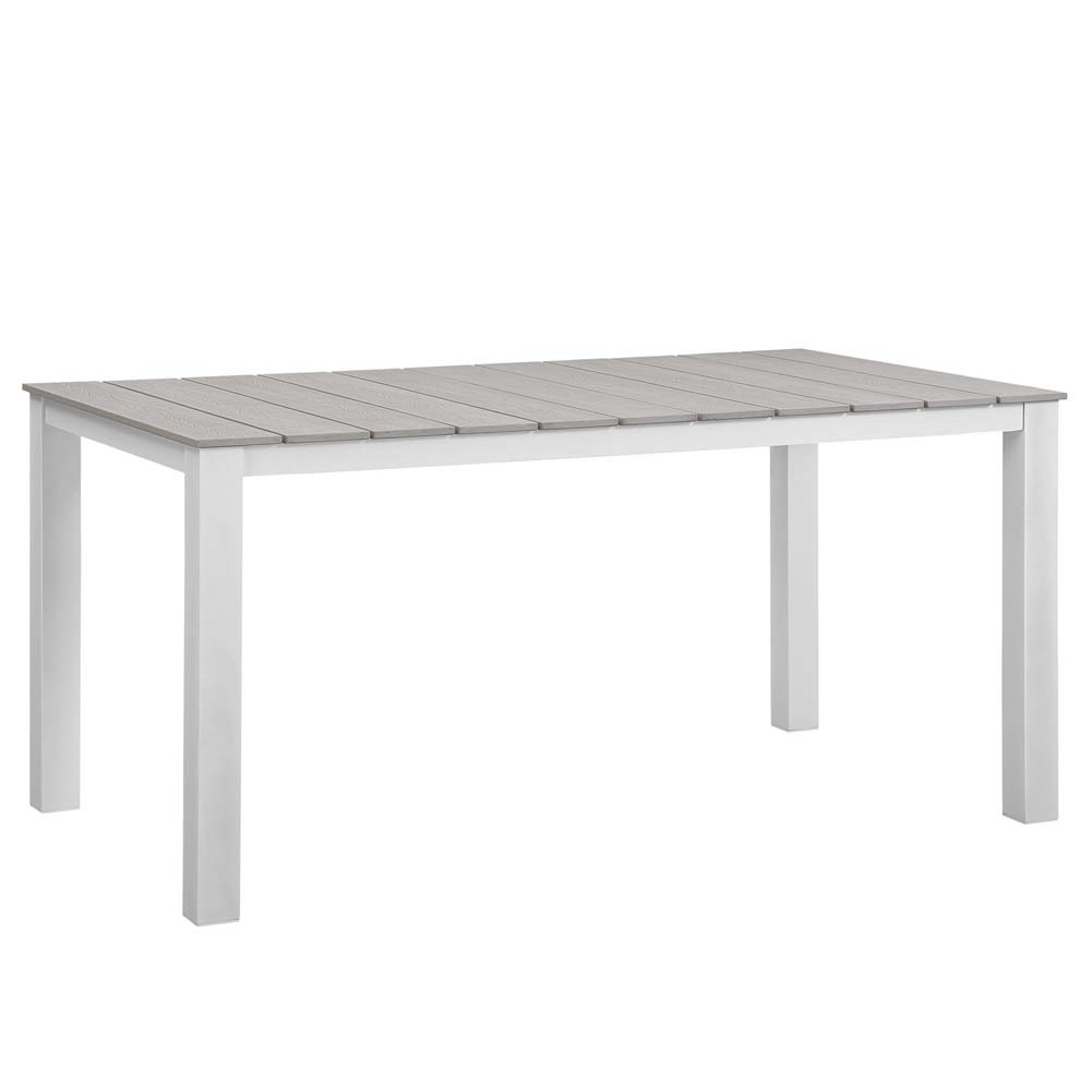 White Light Gray Maine 63 Outdoor Patio Dining Table