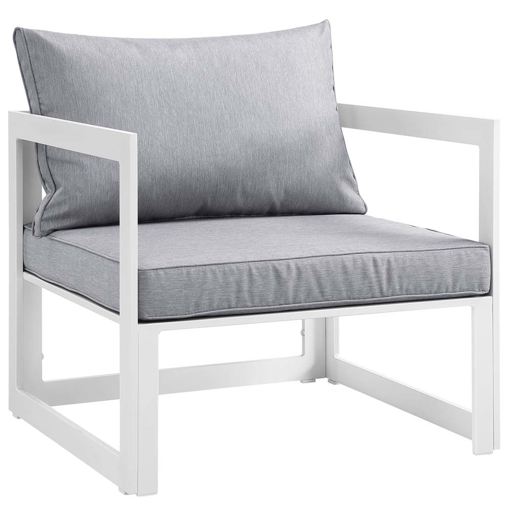 White Gray Fortuna Outdoor Patio Armchair