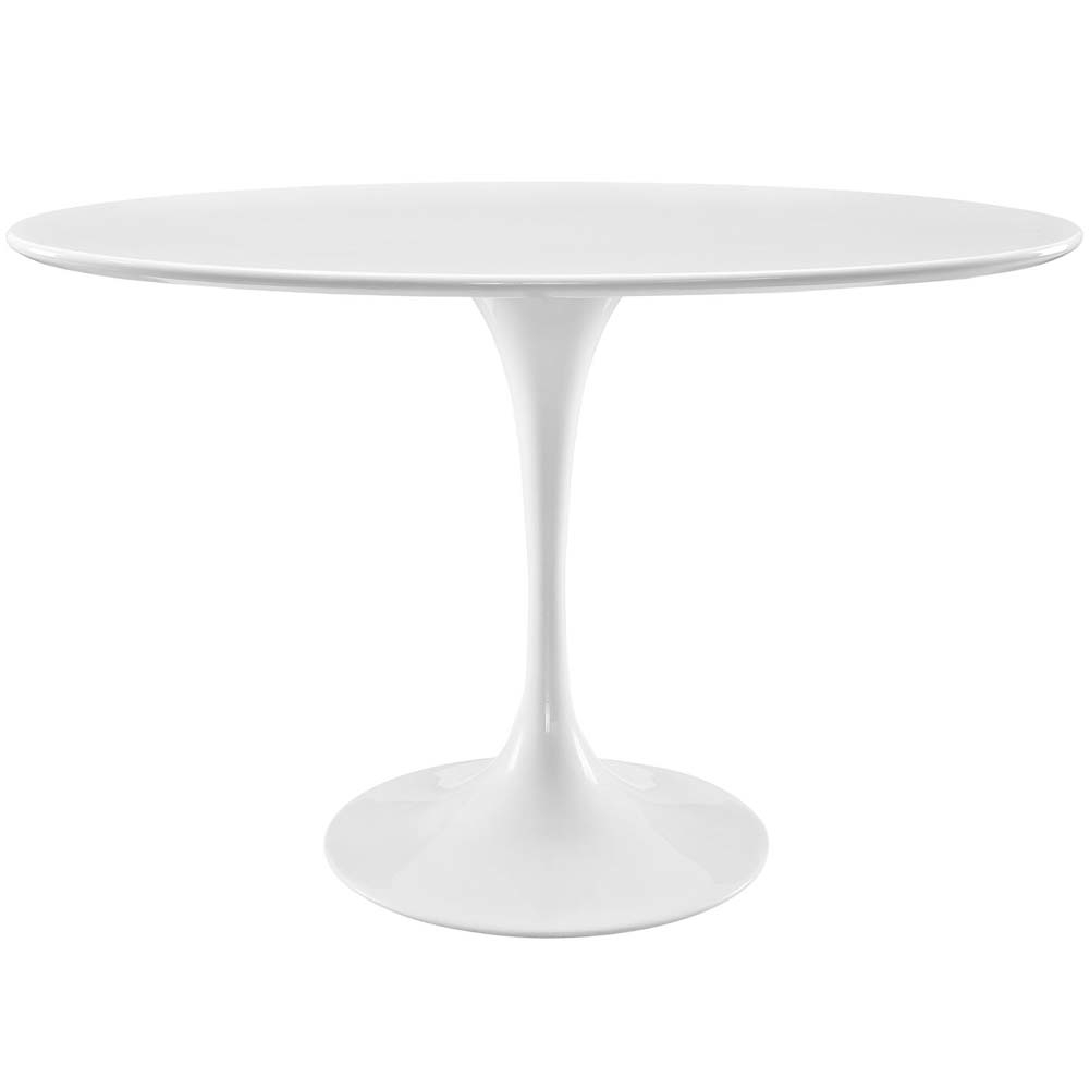 White Lippa 48 Oval-Shaped Wood Top Dining Table